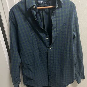 Ralph Lauren Blake Shirt Mens Small Green Red Blue Plaid Cotton Button Down